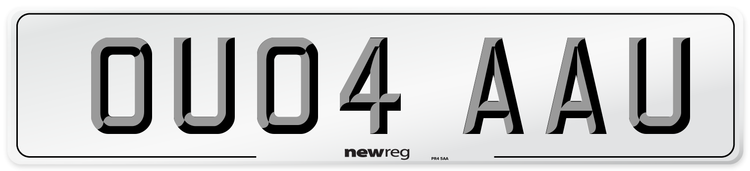OU04 AAU Number Plate from New Reg